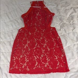 Vestique cut-out red dress